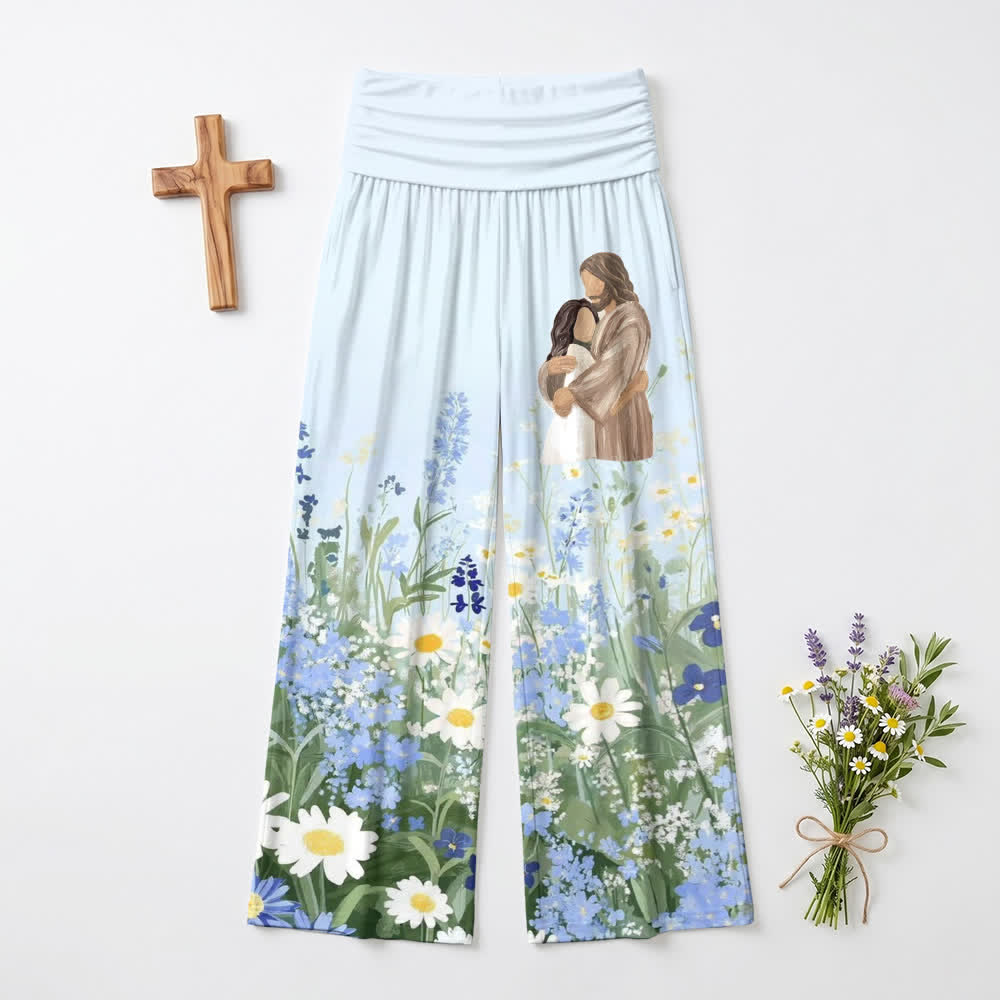 Christianartworkshop Blue Meadow Embrace Damen-Hose mit weitem Bein - US22, UK/AU26, EU54 - image 0