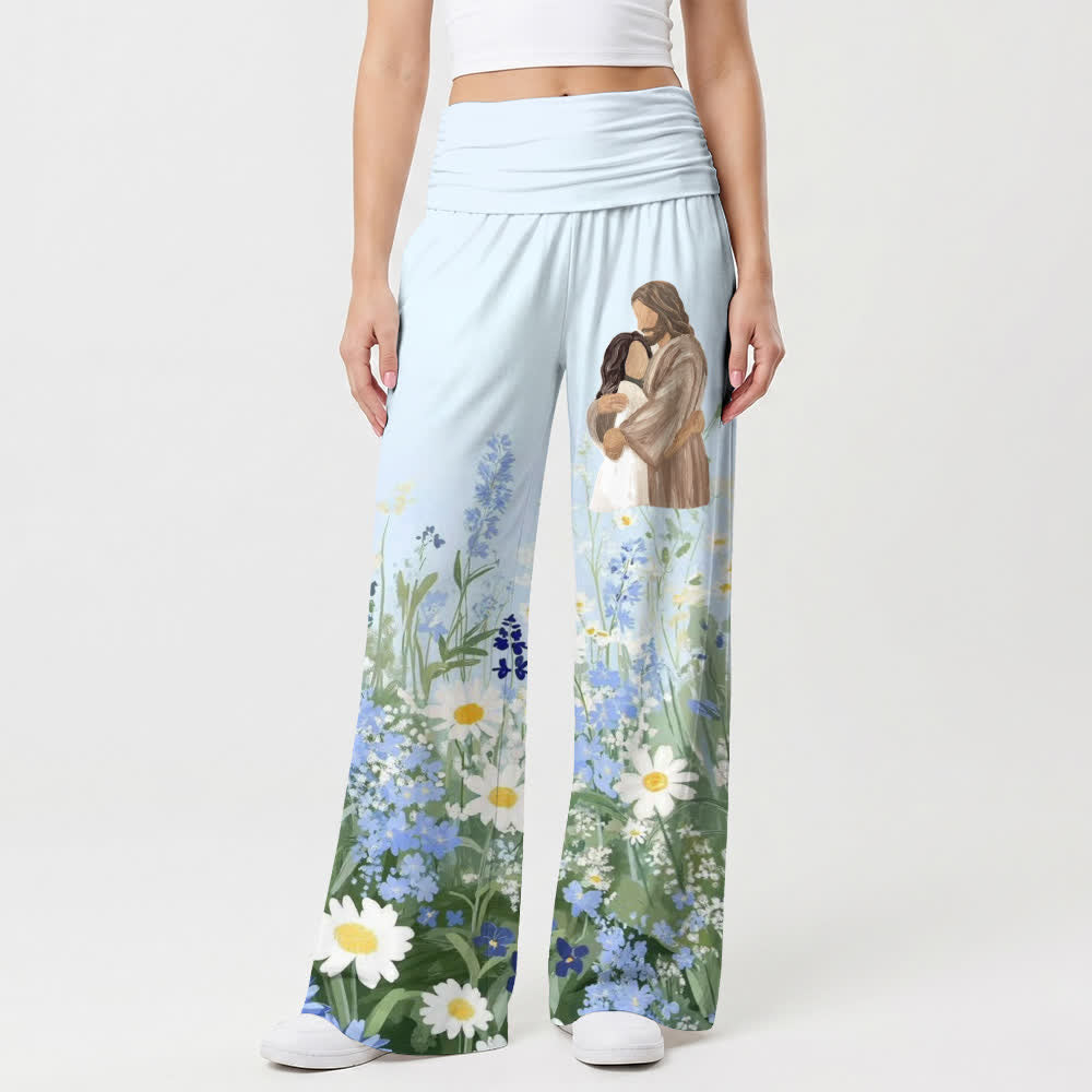 Christianartworkshop Blue Meadow Embrace Damen-Hose mit weitem Bein - image 1