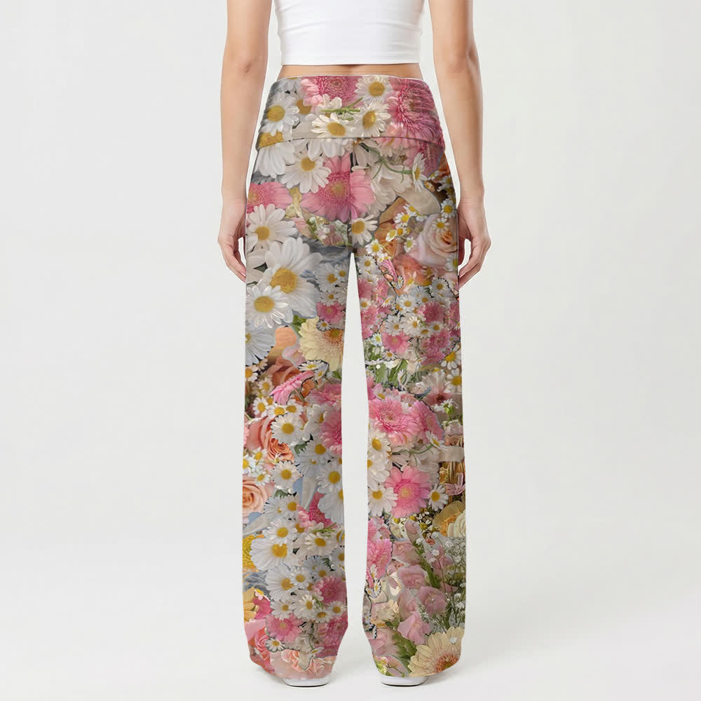 Christianartworkshop Palazzo-Hose mit weitem Bein und Blumenmuster „Jesus Loves You“ in Blush. - image 2