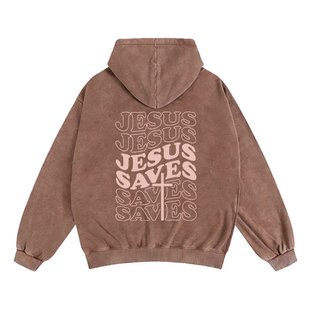 Christianartworkshop Jesus Saves Washed Street Zip-Up Hooded Jacket - image 7