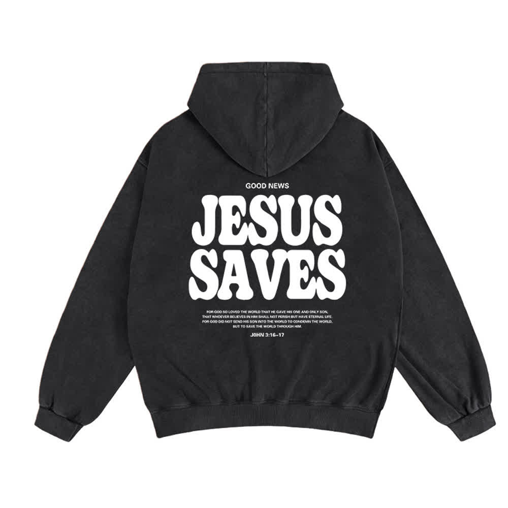 Christianartworkshop Jesus Saves Washed Oversized Streetwear Kapuzenjacke - image 4