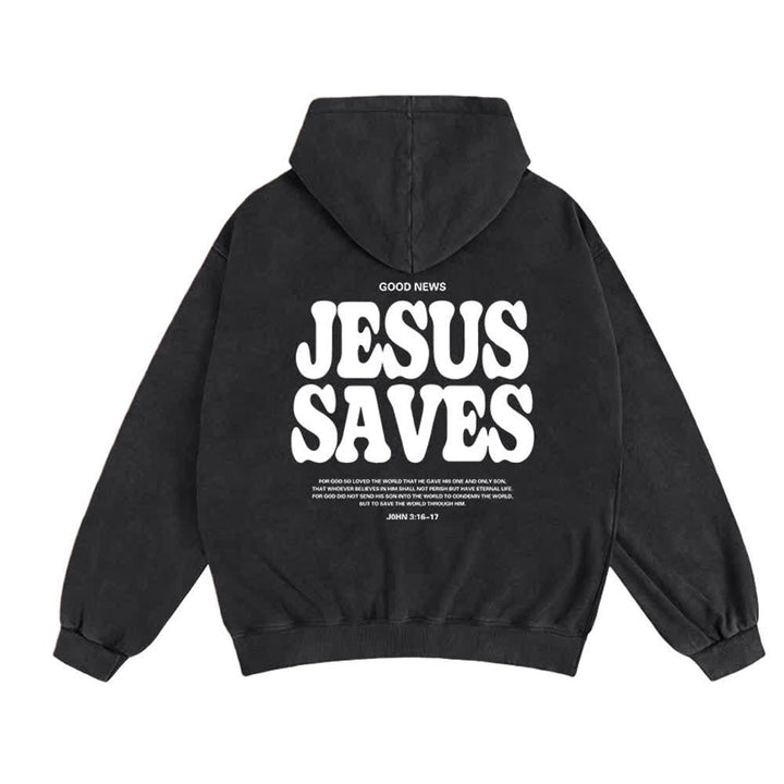 Christianartworkshop Jesus Saves Washed Oversized Streetwear Kapuzenjacke - image 4