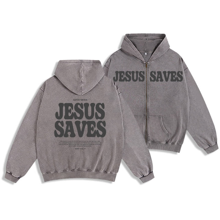 Christianartworkshop Jesus Saves Washed Oversized Streetwear Kapuzenjacke - image 6