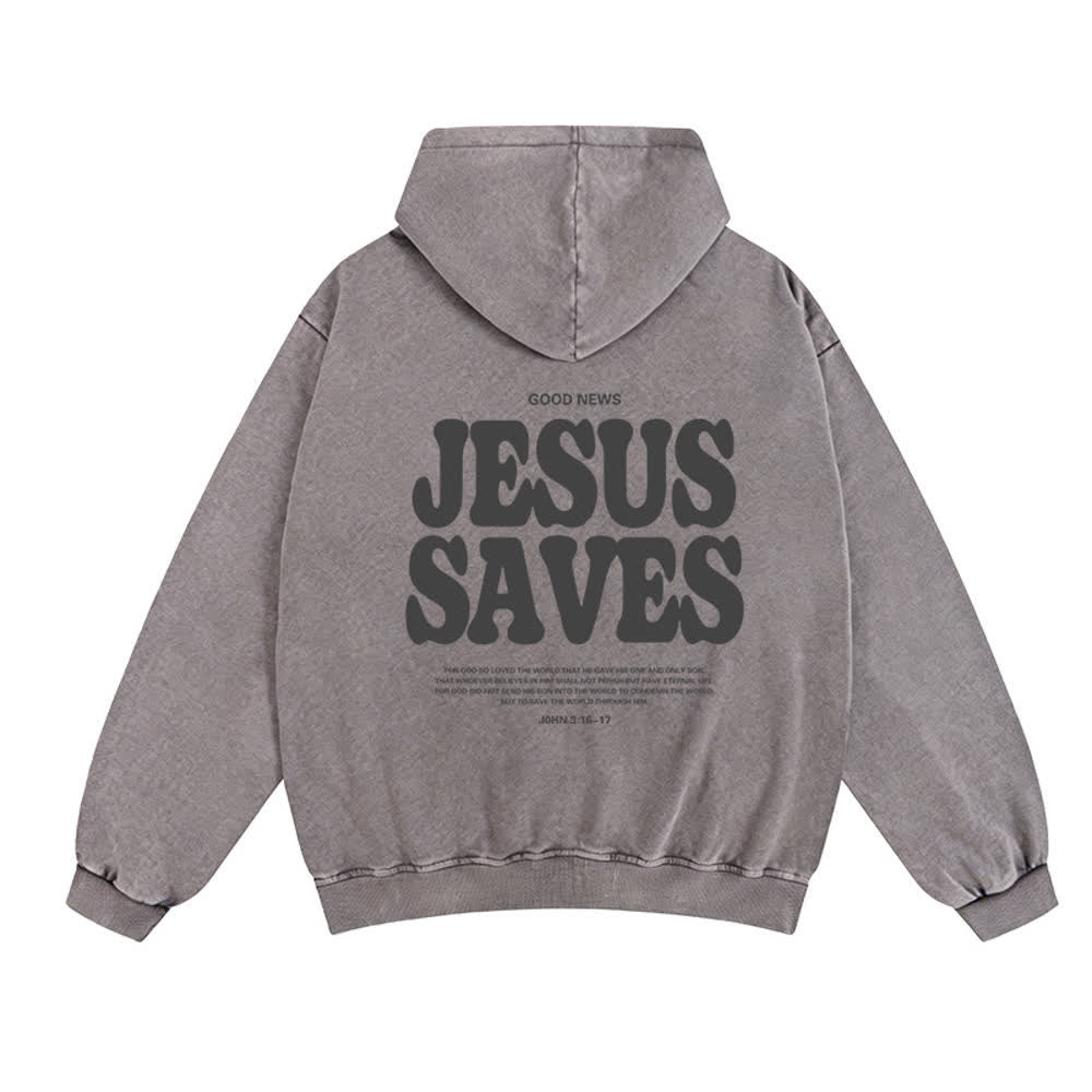 Christianartworkshop Jesus Saves Washed Oversized Streetwear Kapuzenjacke - image 7