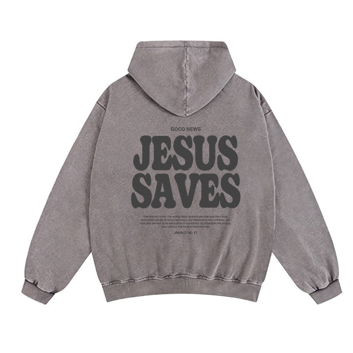 Christianartworkshop Jesus Saves Washed Oversized Streetwear Kapuzenjacke - image 7