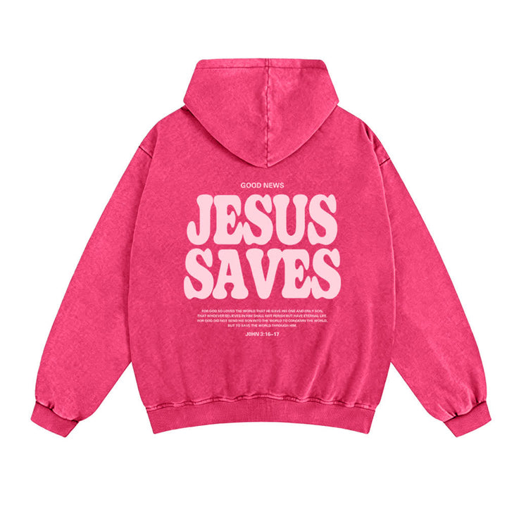 Christianartworkshop Jesus Saves Washed Oversized Streetwear Kapuzenjacke - image 10