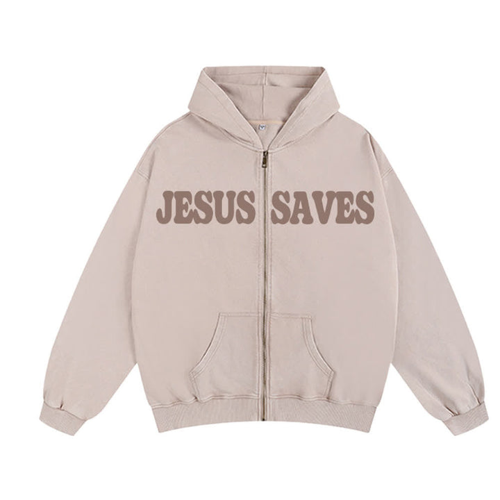 Christianartworkshop Jesus Saves Washed Oversized Streetwear Kapuzenjacke - image 14