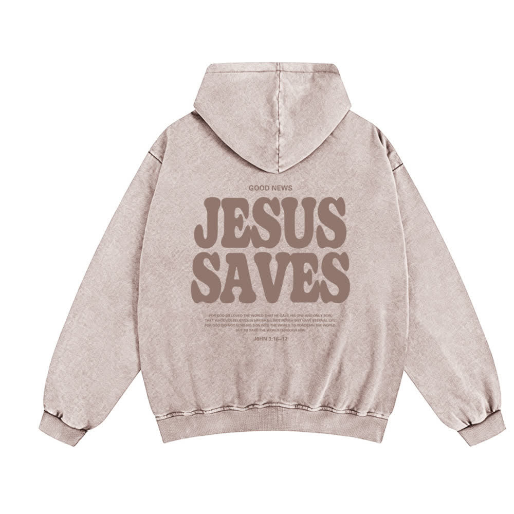 Christianartworkshop Jesus Saves Washed Oversized Streetwear Kapuzenjacke - image 13