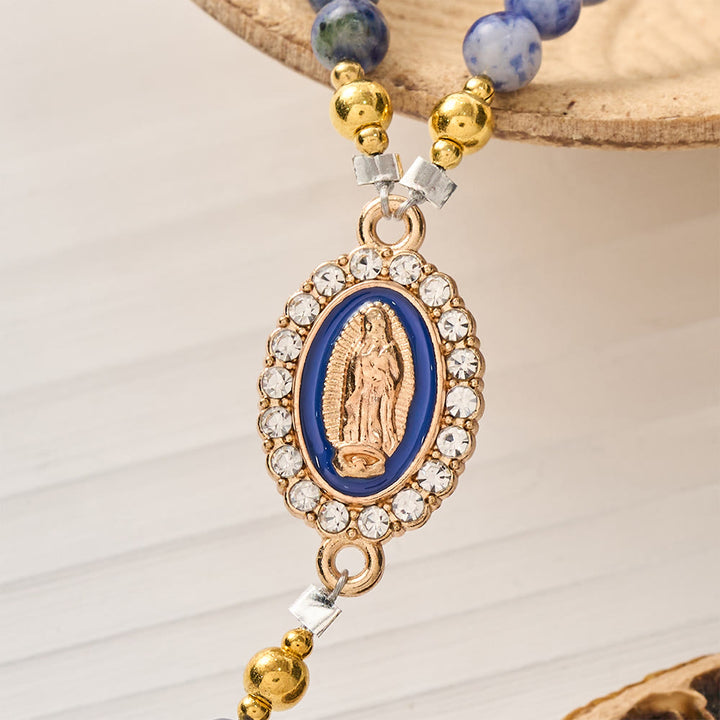 Magnetisches Rosenkranzarmband aus Erdbeerachat von Christianartworkshop : Symbol göttlicher Gnade und Reinheit - image 9