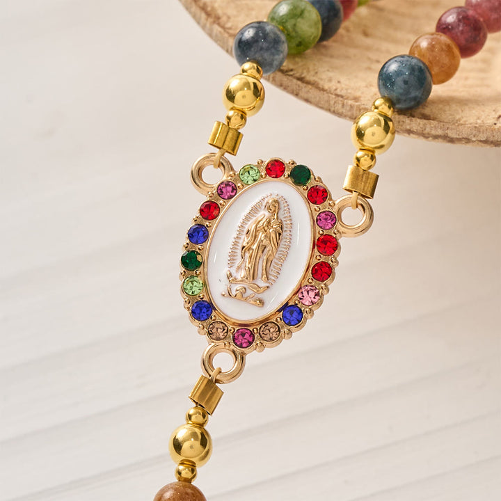 Magnetisches Rosenkranzarmband aus Erdbeerachat von Christianartworkshop : Symbol göttlicher Gnade und Reinheit - image 12