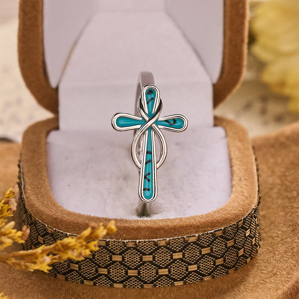 Christianartworkshop Zarter Unendlichkeitsring mit verschlungenem Kreuz: Symbol des unzerbrechlichen göttlichen Schutzes - image 3