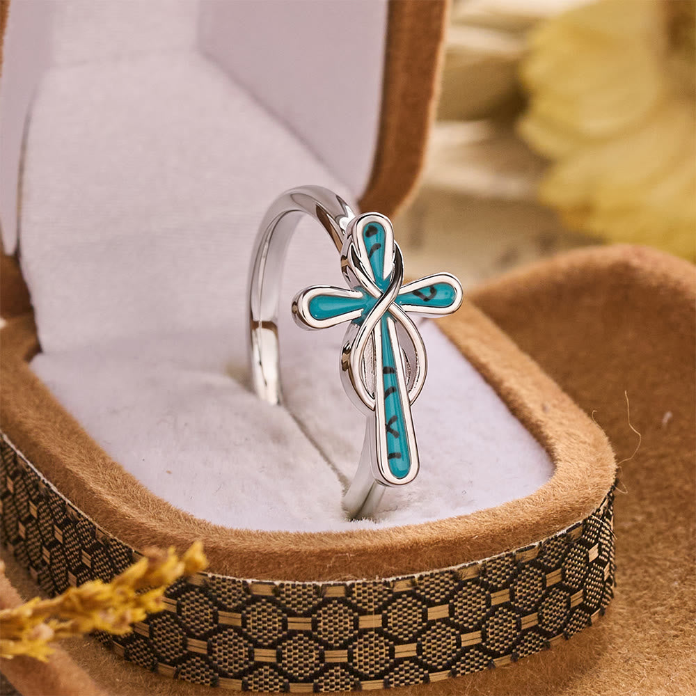Christianartworkshop Zarter Unendlichkeitsring mit verschlungenem Kreuz: Symbol des unzerbrechlichen göttlichen Schutzes - US 10 - image 0