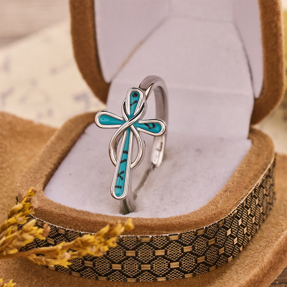 Christianartworkshop Zarter Unendlichkeitsring mit verschlungenem Kreuz: Symbol des unzerbrechlichen göttlichen Schutzes - image 2