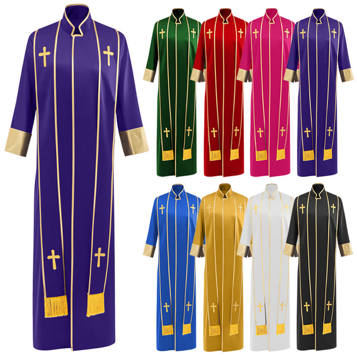 Traditionelle Pastorrobe von Christianartworkshop mit vertikalen Kreuzverzierungen und Ärmelbesatz - image 27