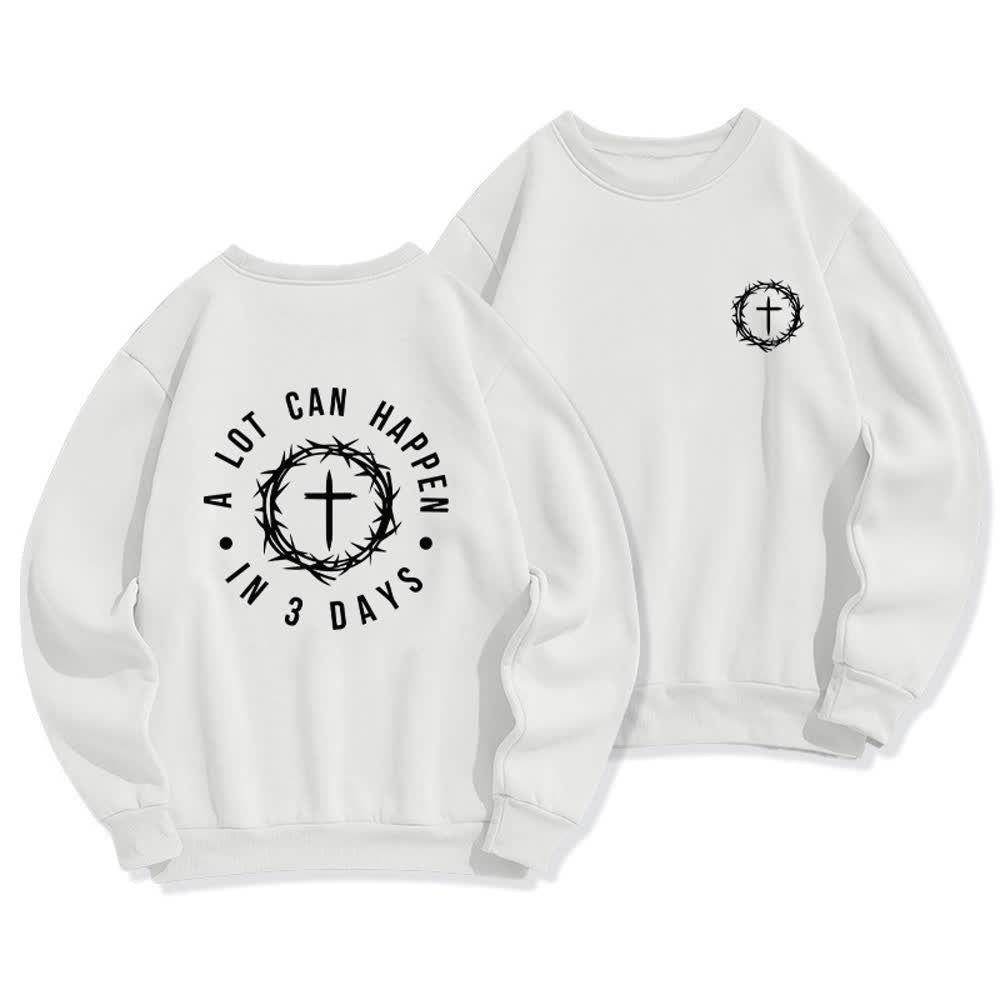 Christianartworkshop Fleece-Sweatshirt mit Dornenkreuz-Print von Three Days - Weiß - 2XL - image 3