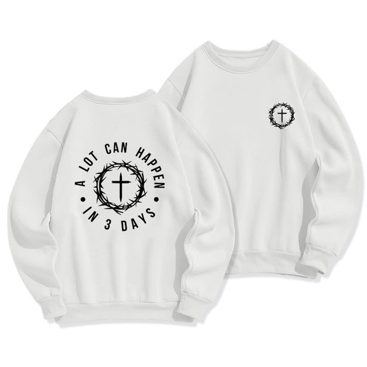 Christianartworkshop Fleece-Sweatshirt mit Dornenkreuz-Print von Three Days - Weiß - 2XL - image 3