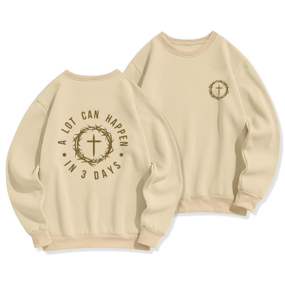 Christianartworkshop Fleece-Sweatshirt mit Dornenkreuz-Print von Three Days - Beige - 2XL - image 14