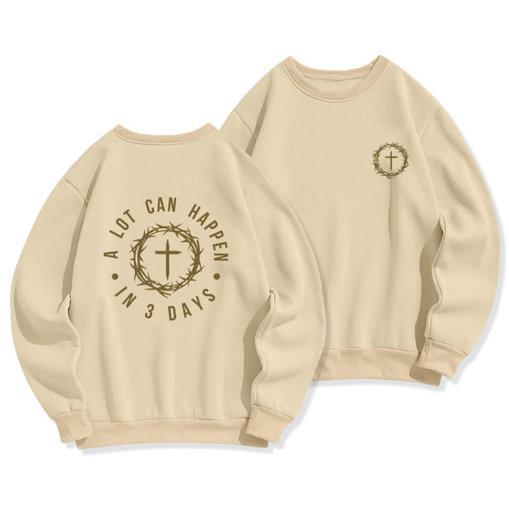 Christianartworkshop Fleece-Sweatshirt mit Dornenkreuz-Print von Three Days - Beige - 2XL - image 14