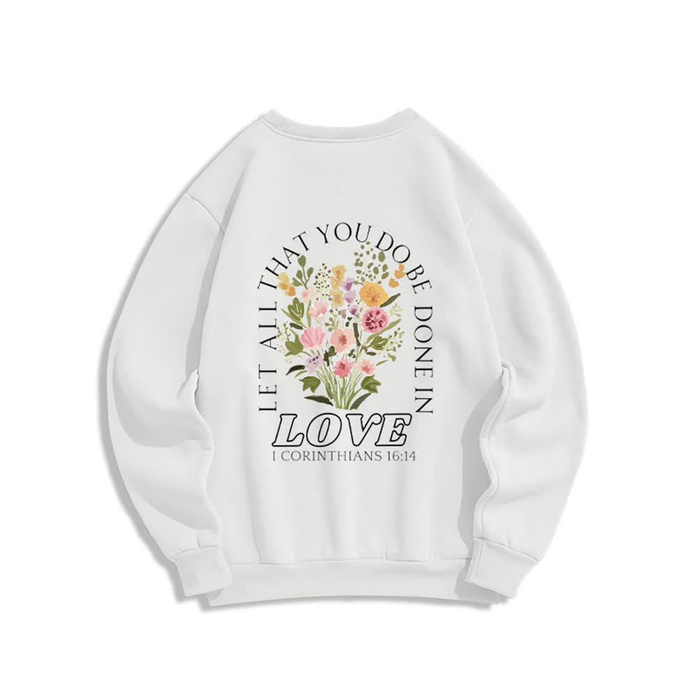 Christianartworkshop Fleece-Sweatshirt mit gekreuztem Rückenprint „Love In Bloom“ - image 1