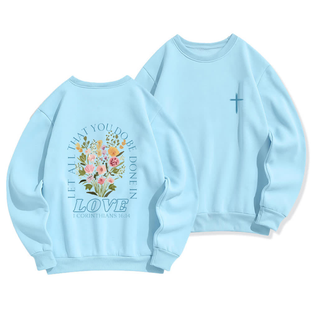 Christianartworkshop Fleece-Sweatshirt mit gekreuztem Rückenprint „Love In Bloom“ - Blau - 2XL - image 9