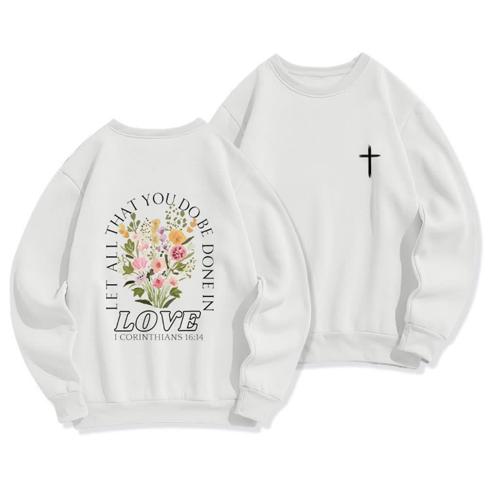 Christianartworkshop Fleece-Sweatshirt mit gekreuztem Rückenprint „Love In Bloom“ - Weiß - 2XL - image 0