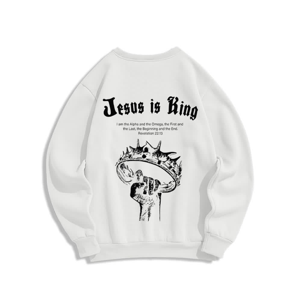 Christianartworkshop Jesus Is King Kronen-Rückenprint-Sweatshirt mit Rundhalsausschnitt - image 4