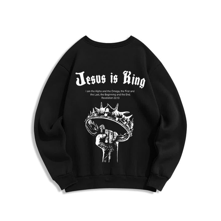Christianartworkshop Jesus Is King Kronen-Rückenprint-Sweatshirt mit Rundhalsausschnitt - image 1