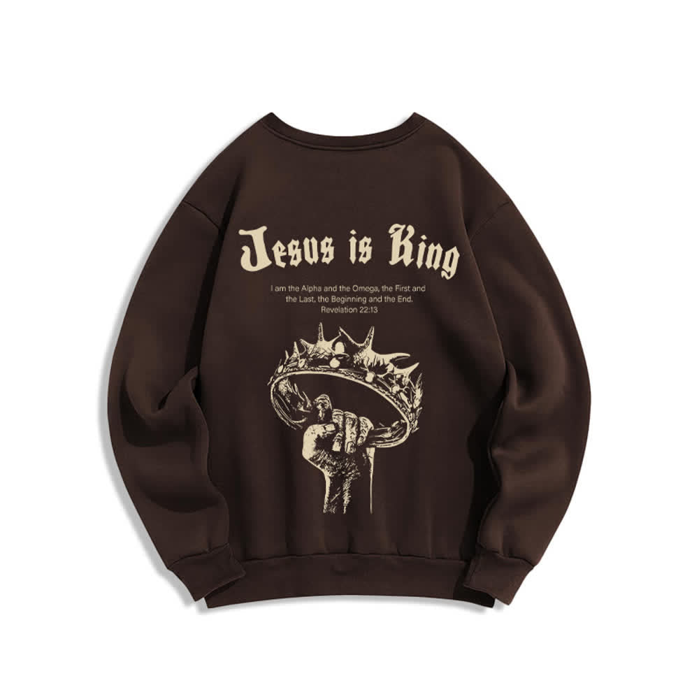 Christianartworkshop Jesus Is King Kronen-Rückenprint-Sweatshirt mit Rundhalsausschnitt - image 7