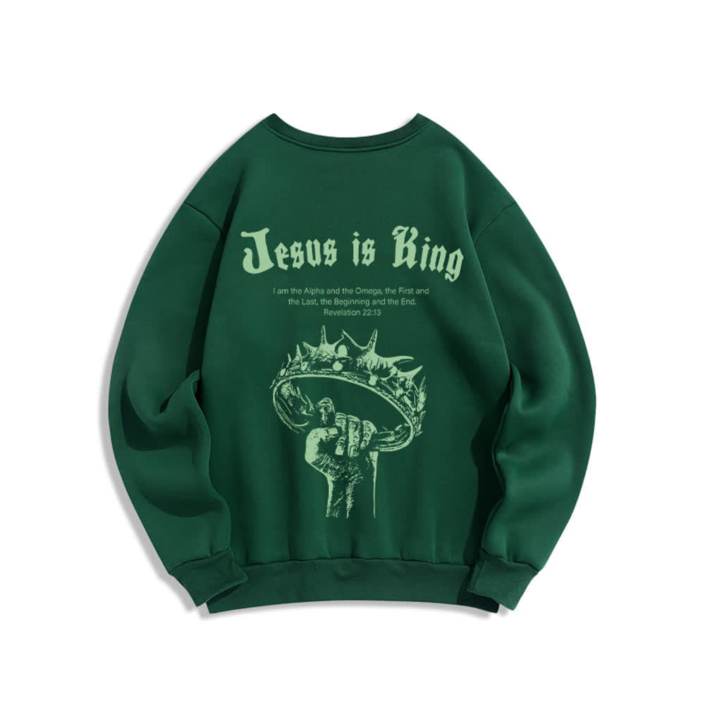 Christianartworkshop Jesus Is King Kronen-Rückenprint-Sweatshirt mit Rundhalsausschnitt - image 13