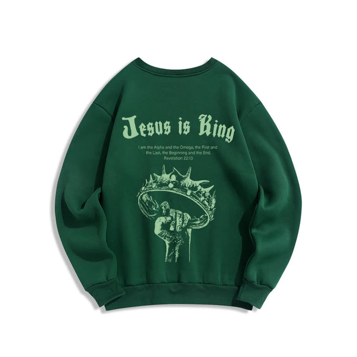 Christianartworkshop Jesus Is King Kronen-Rückenprint-Sweatshirt mit Rundhalsausschnitt - image 13