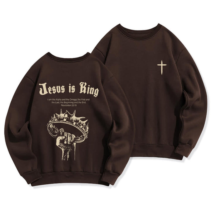 Christianartworkshop Jesus Is King Kronen-Rückenprint-Sweatshirt mit Rundhalsausschnitt - Braun - 2XL - image 6