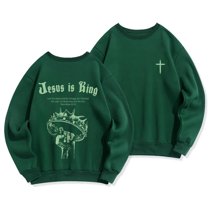 Christianartworkshop Jesus Is King Kronen-Rückenprint-Sweatshirt mit Rundhalsausschnitt - Grün - 2XL - image 12