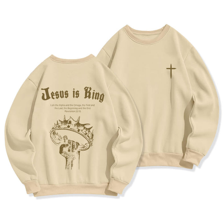 Christianartworkshop Jesus Is King Kronen-Rückenprint-Sweatshirt mit Rundhalsausschnitt - Beige - 2XL - image 15