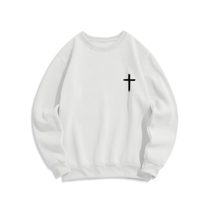 Christianartworkshop Fear Not Angel Back Graphic Cross Crewneck Sweatshirt - image 2