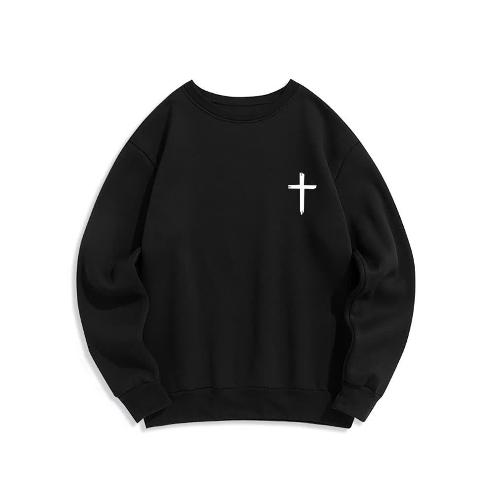 Christianartworkshop Fear Not Angel Back Graphic Cross Crewneck Sweatshirt - image 5