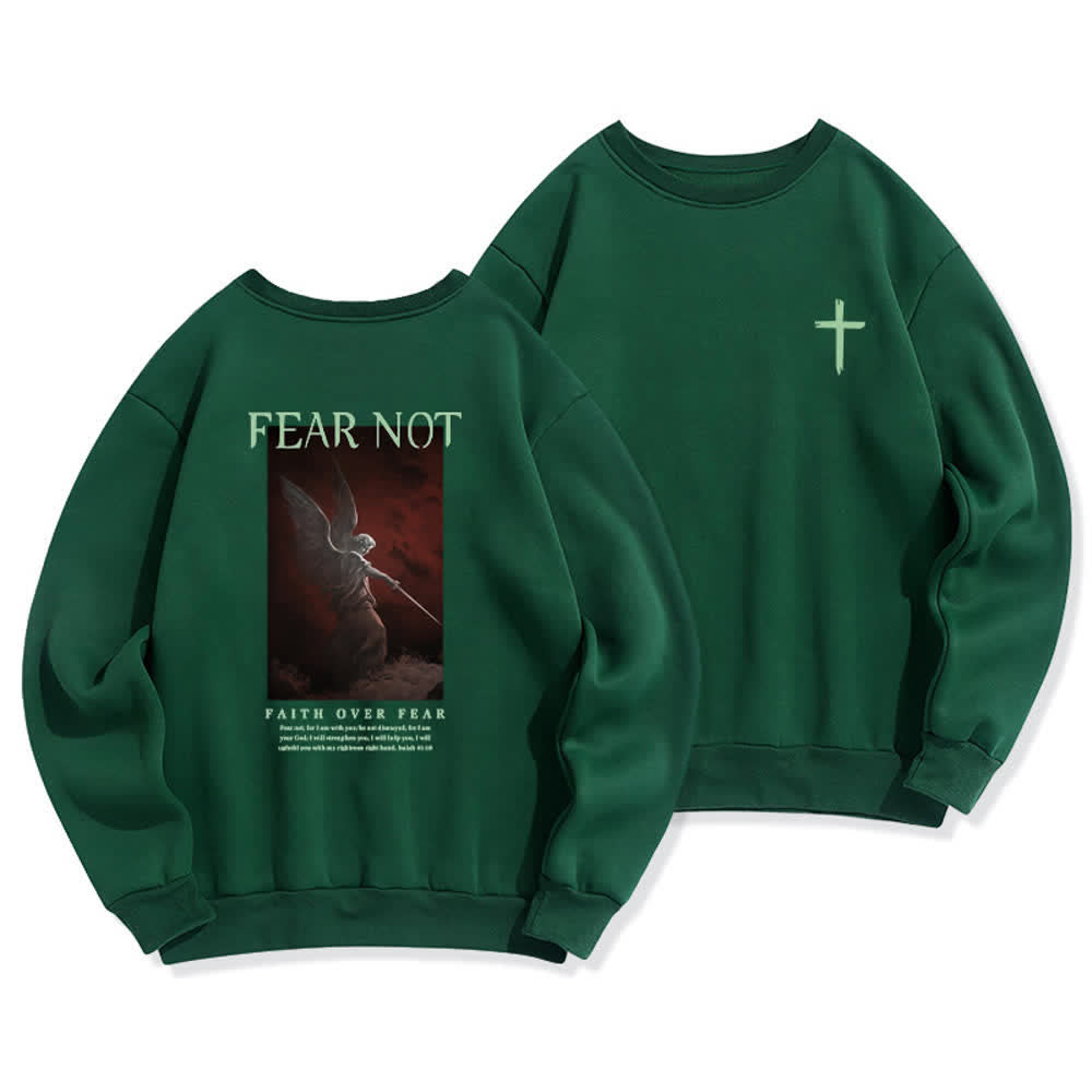 Christianartworkshop Fear Not Angel Back Graphic Cross Crewneck Sweatshirt - Grün - 2XL - image 15