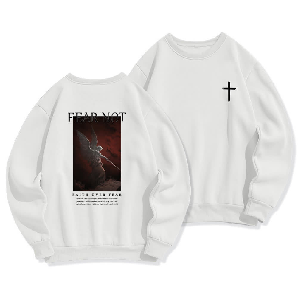 Christianartworkshop Fear Not Angel Back Graphic Cross Crewneck Sweatshirt - Weiß - 2XL - image 0