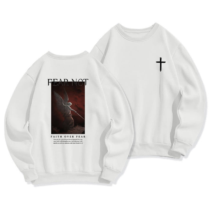 Christianartworkshop Fear Not Angel Back Graphic Cross Crewneck Sweatshirt - Weiß - 2XL - image 0