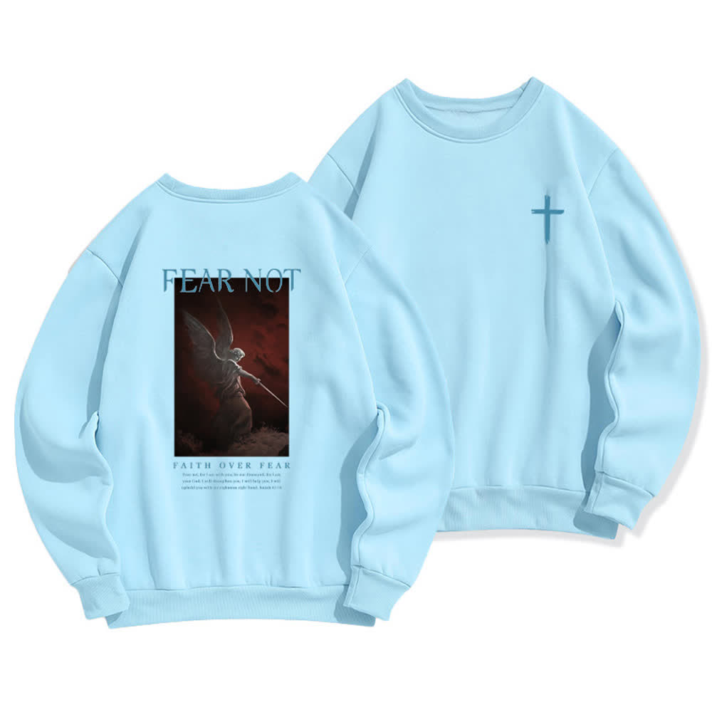 Christianartworkshop Fear Not Angel Back Graphic Cross Crewneck Sweatshirt - Blau - 2XL - image 9