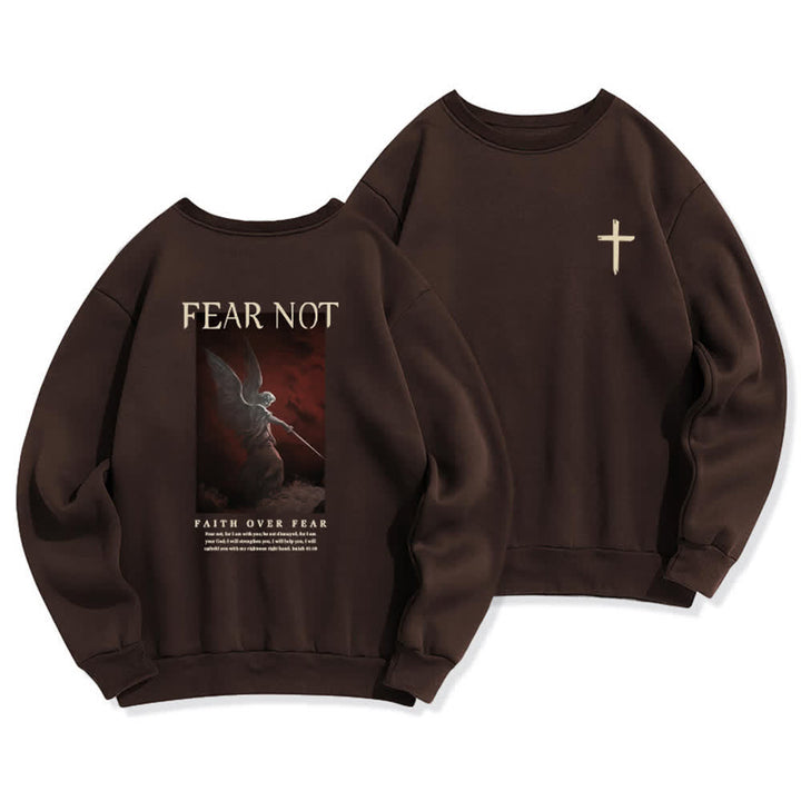 Christianartworkshop Fear Not Angel Back Graphic Cross Crewneck Sweatshirt - Braun - 2XL - image 6