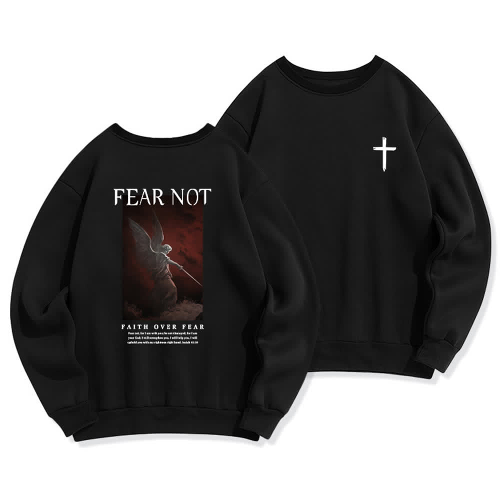Christianartworkshop Fear Not Angel Back Graphic Cross Crewneck Sweatshirt - Schwarz - 2XL - image 3