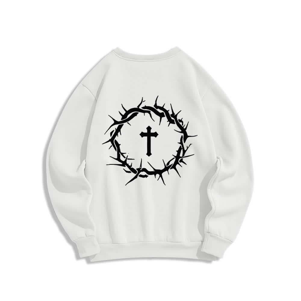 Christianartworkshop Sweatshirt mit Rundhalsausschnitt und Kreuzmotiv „Glaube statt Angst“ (mit Fleecefutter) - image 4