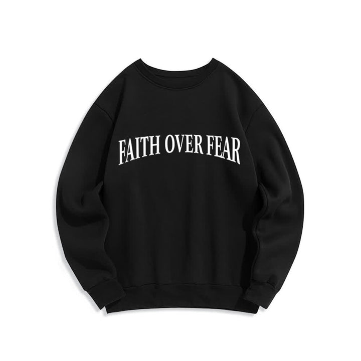 Christianartworkshop Sweatshirt mit Rundhalsausschnitt und Kreuzmotiv „Glaube statt Angst“ (mit Fleecefutter) - image 8