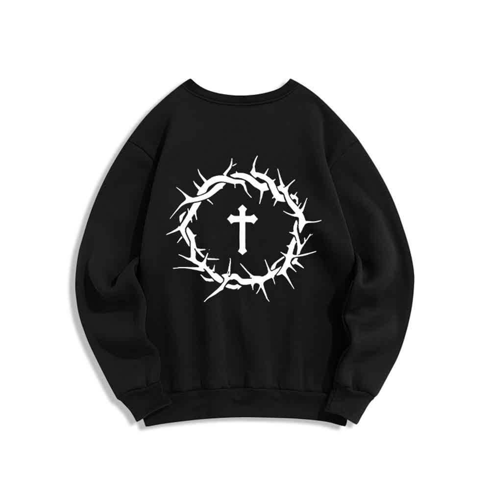 Christianartworkshop Sweatshirt mit Rundhalsausschnitt und Kreuzmotiv „Glaube statt Angst“ (mit Fleecefutter) - image 7