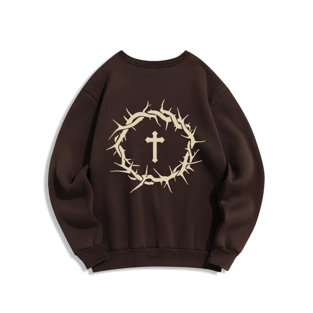 Christianartworkshop Sweatshirt mit Rundhalsausschnitt und Kreuzmotiv „Glaube statt Angst“ (mit Fleecefutter) - image 1