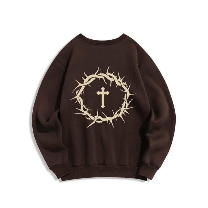 Christianartworkshop Sweatshirt mit Rundhalsausschnitt und Kreuzmotiv „Glaube statt Angst“ (mit Fleecefutter) - image 1