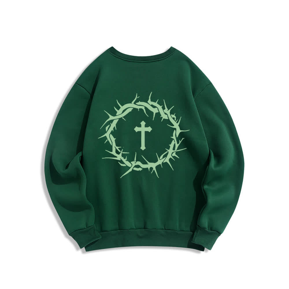 Christianartworkshop Sweatshirt mit Rundhalsausschnitt und Kreuzmotiv „Glaube statt Angst“ (mit Fleecefutter) - image 16