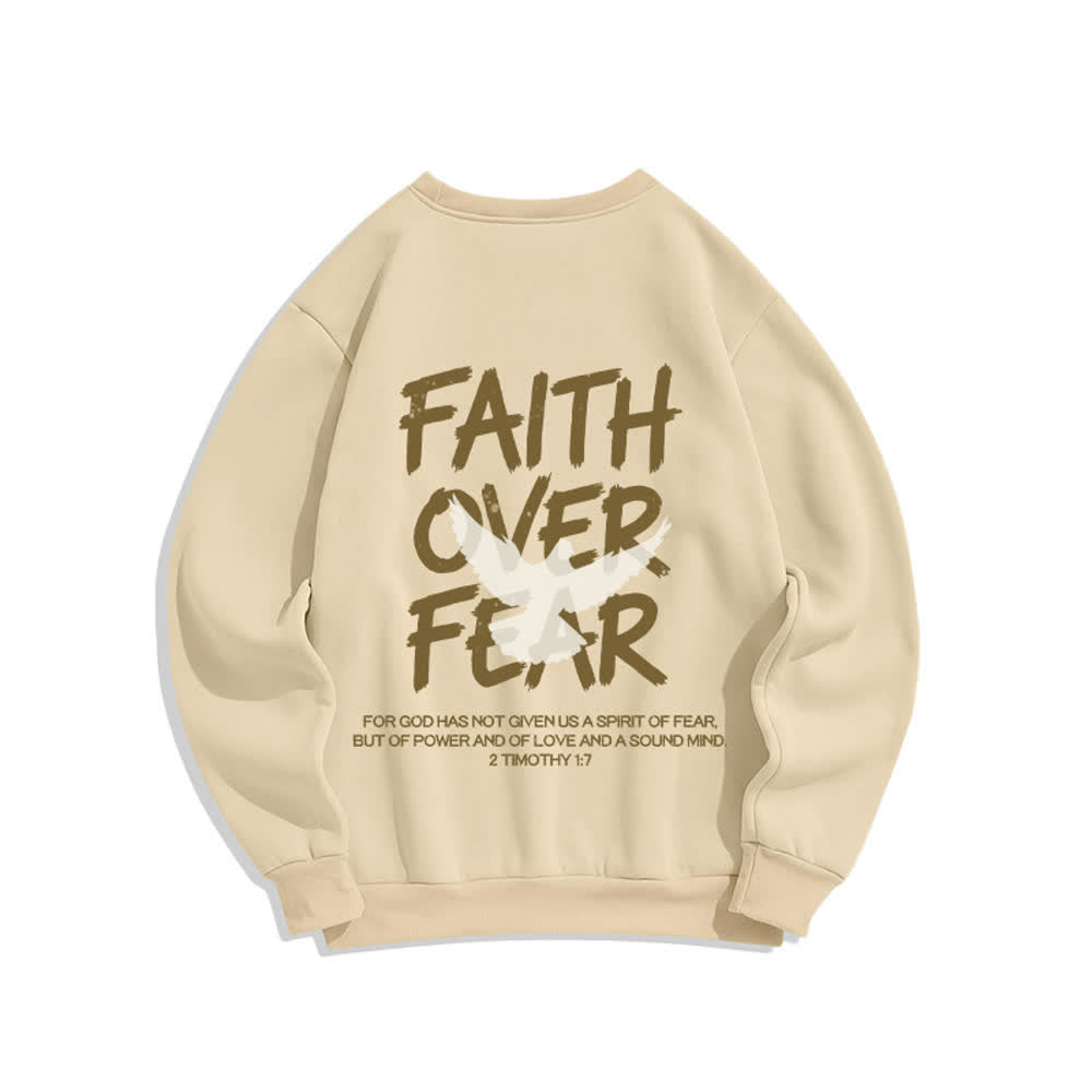 Christianartworkshop Übergroßes Sweatshirt mit Taubenmotiv und Rundhalsausschnitt – Glaube statt Angst - image 1