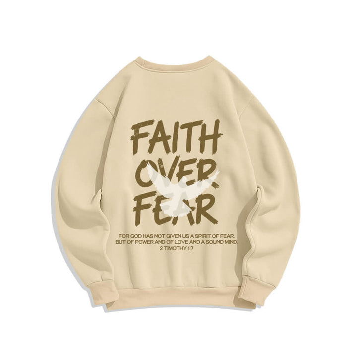 Christianartworkshop Übergroßes Sweatshirt mit Taubenmotiv und Rundhalsausschnitt – Glaube statt Angst - image 1