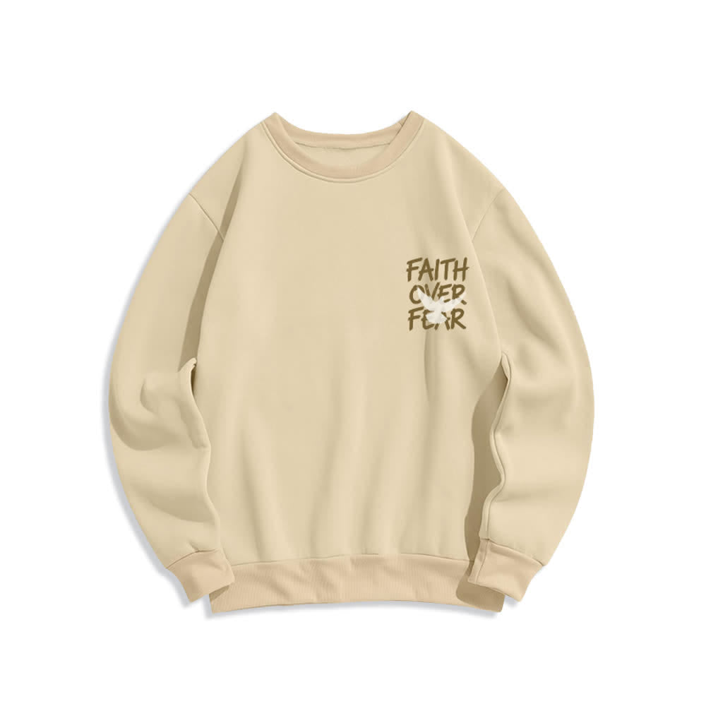 Christianartworkshop Übergroßes Sweatshirt mit Taubenmotiv und Rundhalsausschnitt – Glaube statt Angst - image 2